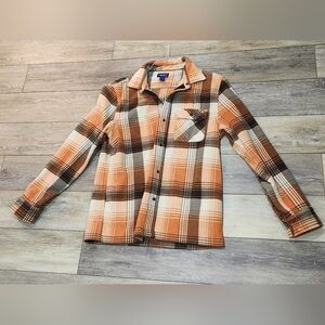 Arizona Plaid Button-Up Shirt in Orange and Brown Size Medium